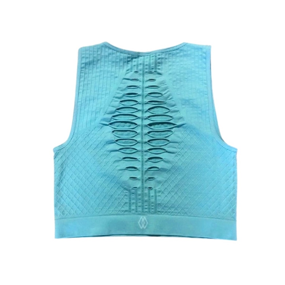 Climawear ✦ Seamless Aqua Blue Crop Top Sport Bra (S)